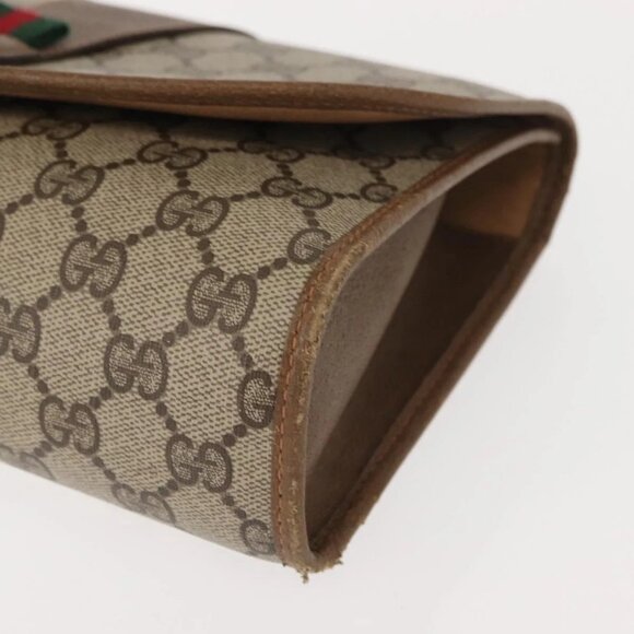 GUCCI GG Supreme Web Sherry Line Clutch Bag PVC Beige Gold 89 01 030 Auth 150407 - Picture 9 of 16